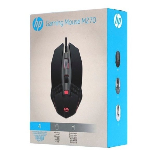 HP M270BK_3 MOUSE OPTICO PARA JUEGOS, 4 LUCES LED, COLOR NEGRO, HP