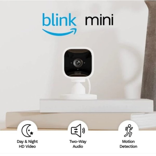 blink BLINKCAMMINI_2 CÁMARA DE SEGURIDAD INTELIGENTE COMPACTA, CON VIDEO DE ALTA DEFINICIÓN 1080, FUNCIONA CON ALEXA - 1 CÁMARA (BLANCO), BLINK