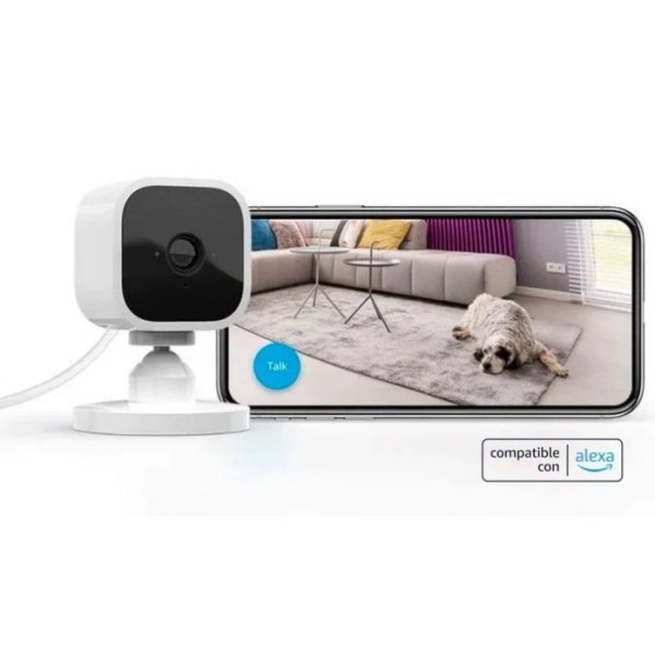 blink BLINKCAMMINI_3 CÁMARA DE SEGURIDAD INTELIGENTE COMPACTA, CON VIDEO DE ALTA DEFINICIÓN 1080, FUNCIONA CON ALEXA - 1 CÁMARA (BLANCO), BLINK