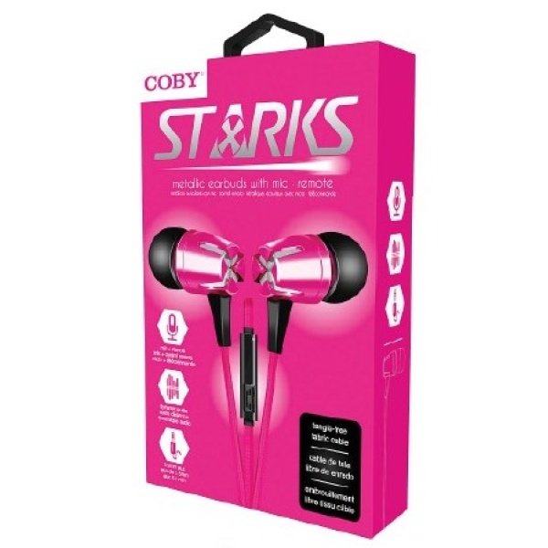 coby CVE129PNK_2 AUDIFONO DE INSERCION METALICO, "STARMARKS", ROSADO , COBY