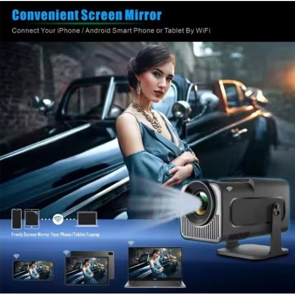 PROYECTOR INTELIGENTE ANDROID, FULL HD, WIFI6, BT, 300 LÚMENES, EBASIX