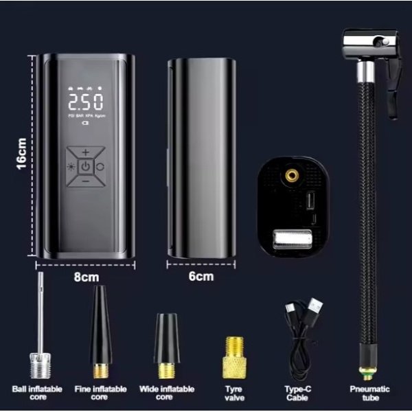 ebasix O5E13119_3 BOMBA DE AIRE PORTÁTIL, PANTALLA LED, EBASIX