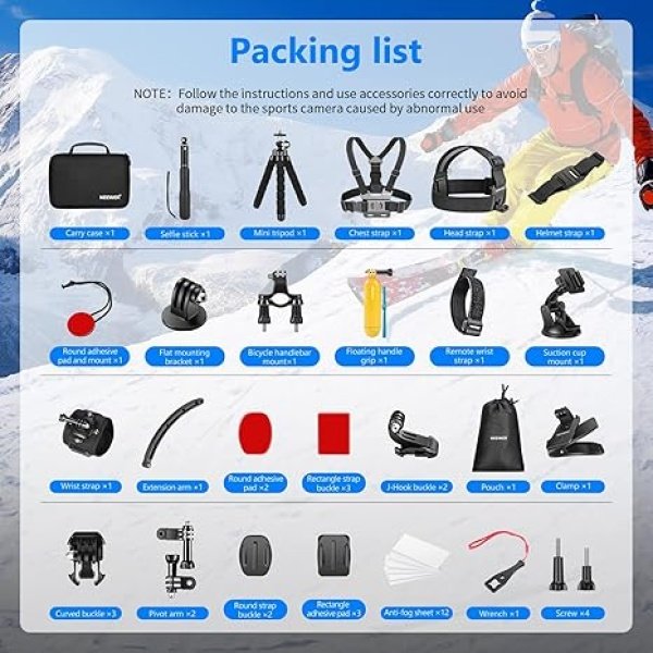 neewer kitgopro_3 KIT DE ACCESORIOS PARA CÁMARA 50 EN 1 COMPATIBLE CON GOPRO