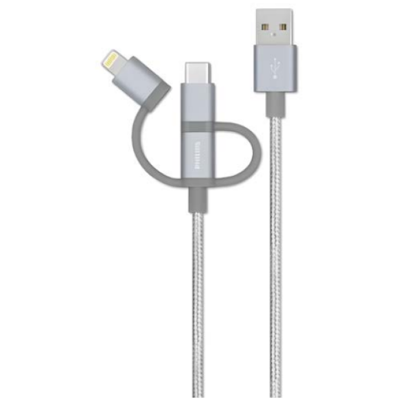 philips DLC4541VV94_1 CABLE 3 EN 1 LIGHTNING, USB C Y MICRO USB, PHILIPS