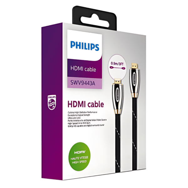 CABLE HDMI, CON CONECTOR CUBIERTO DE ORO DE 24 KILATES, 3 FT, PHILIPS